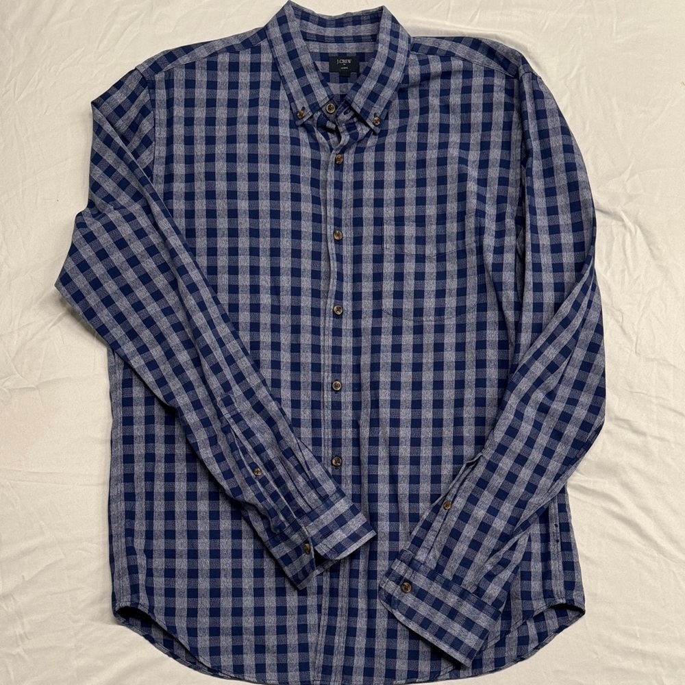 J. Crew Navy and Gray Plaid Men's Shirt